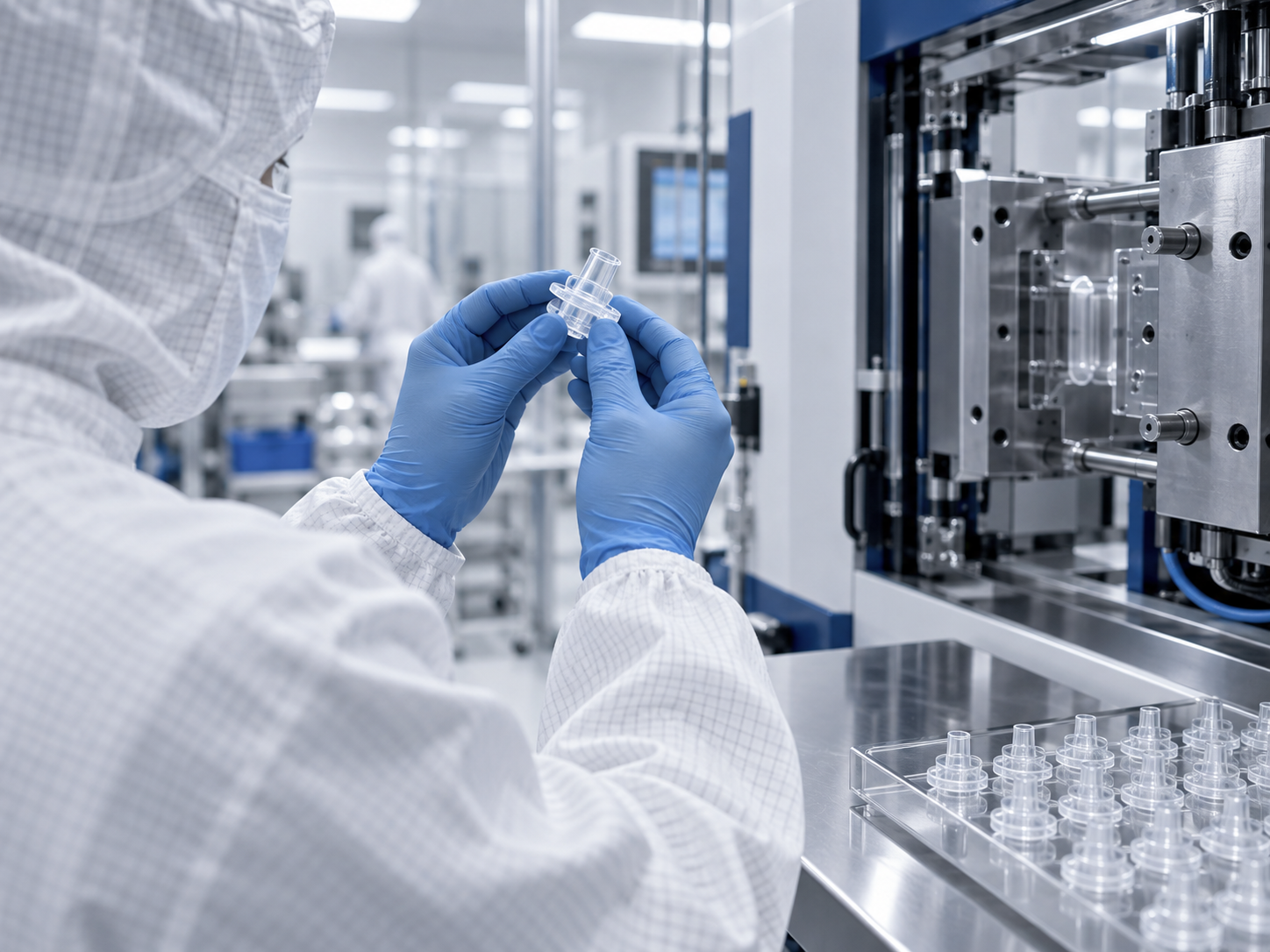 Conceptual cleanroom inspection scene
