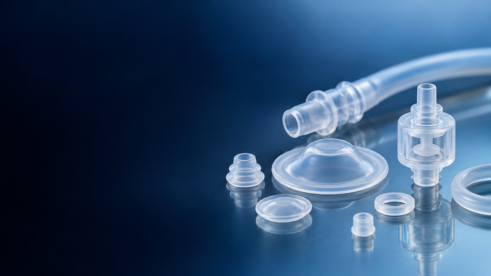 Conceptual arrangement of precision silicone medical components